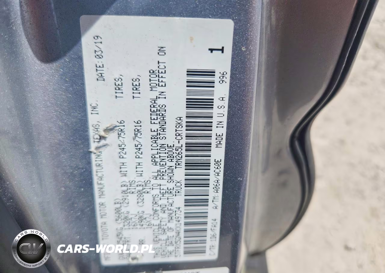 2019 Toyota Tacoma Sr VIN:5TFRX5GN4KX149734 - 12