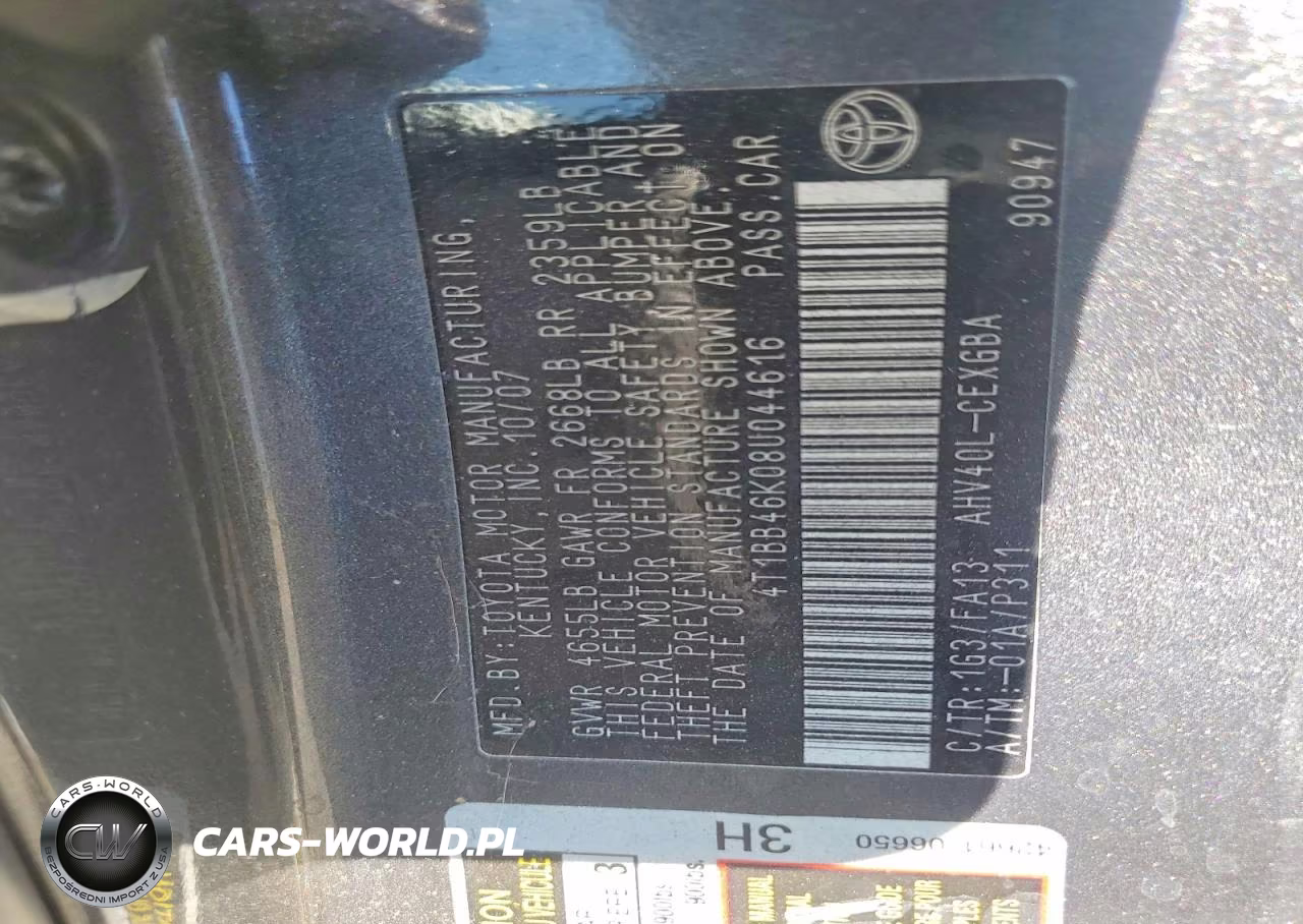 2008 Toyota Camry Hybrid VIN:4T1BB46K08U044616 - 12