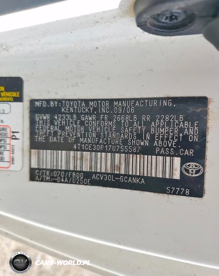 2007 Toyota Camry Solara Se VIN:4T1CE30P17U755587 - 12