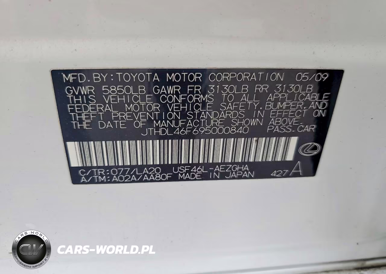 2009 Lexus Ls VIN:JTHDL46F695000840 - 12