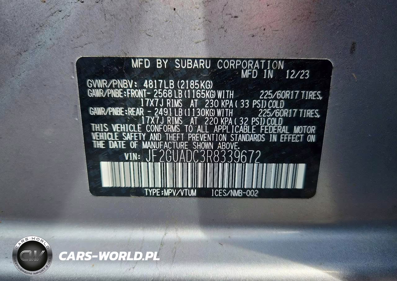 2024 Subaru Crosstrek Premium VIN:JF2GUADC3R8339672 - 12