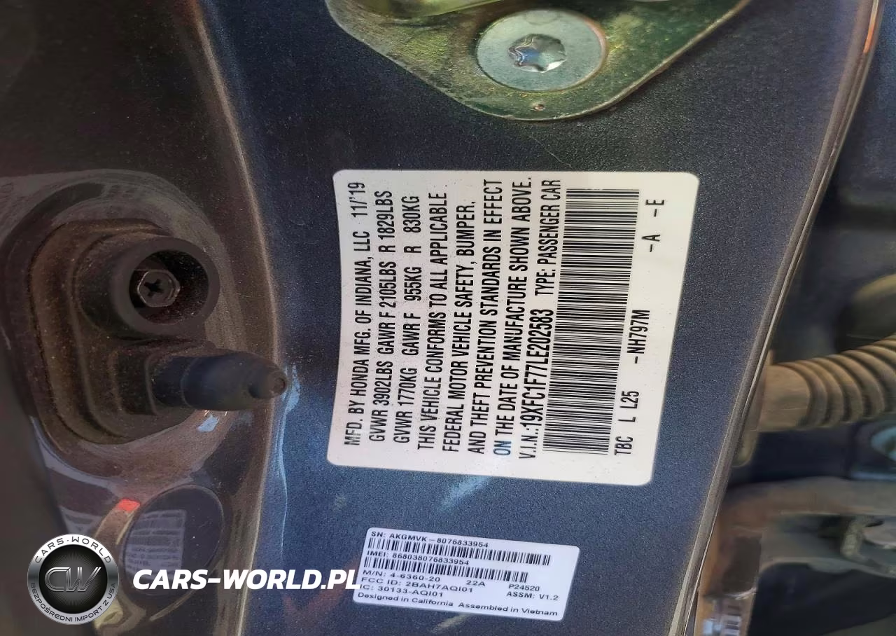 2020 Honda Civic Exl VIN:19XFC1F77LE202583 - 13