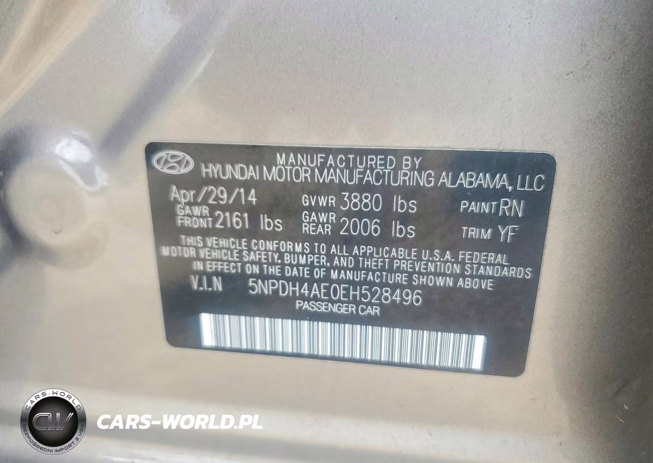 2014 Hyundai Elantra Se VIN:5NPDH4AE0EH528496 - 12