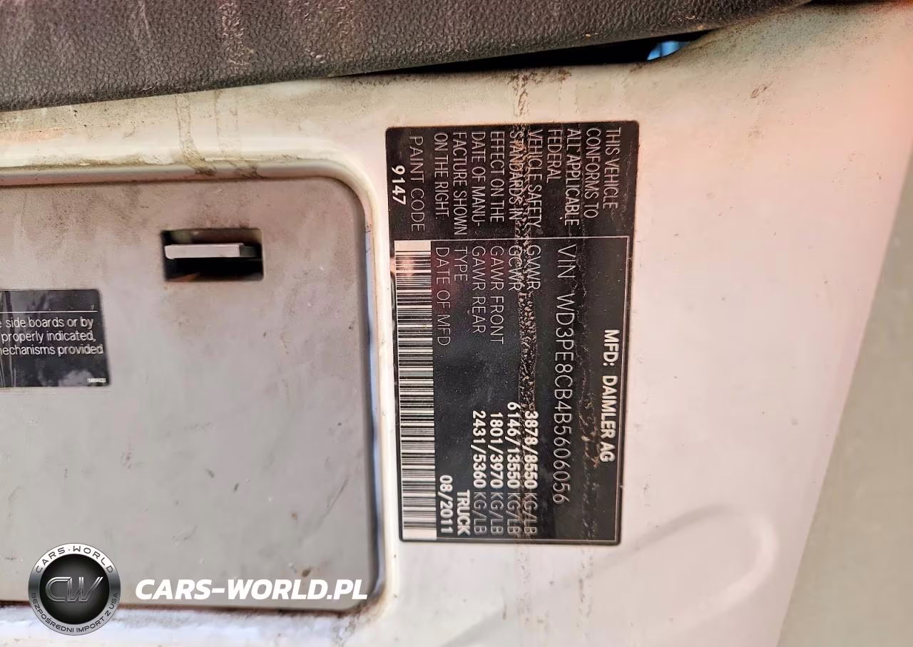 2011 Mercedes-Benz Sprinter 2500 Delivery Van VIN:WD3PE8CB4B5606056 - 12