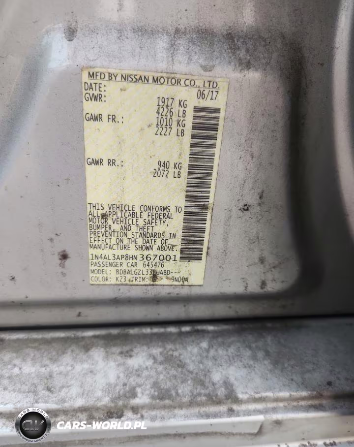 2017 Nissan Altima 2.5 S VIN:1N4AL3AP8HN367001 - 12