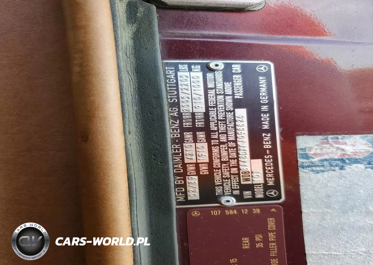 1989 Mercury Sl-Class VIN:WDBBA48DXKA098826 - 12