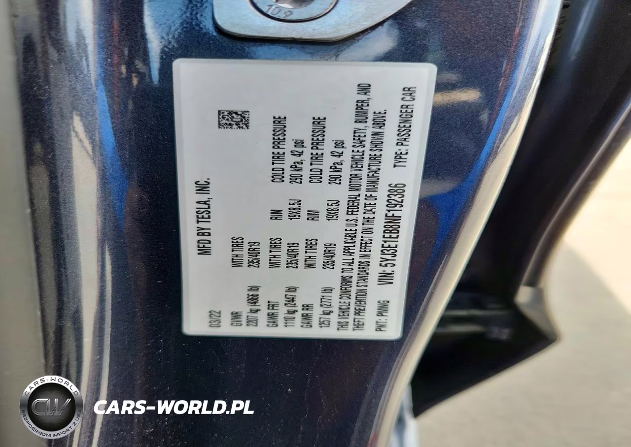 2022 Tesla Model 3 VIN:5YJ3E1EB8NF192386 - 12