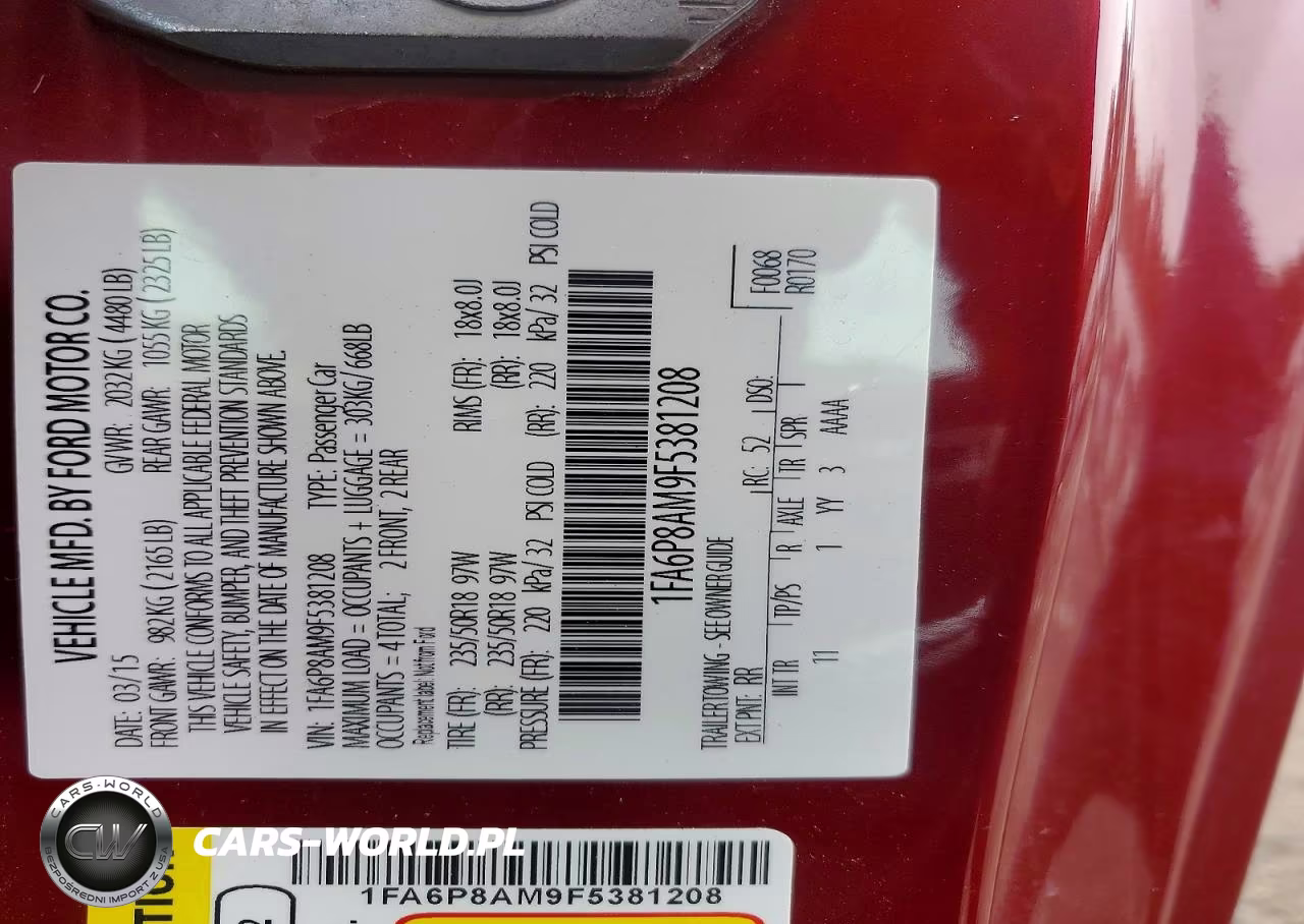 2015 Ford Mustang VIN:1FA6P8AM9F5381208 - 12