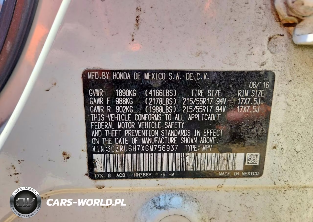 2016 Honda Hr-V Exl VIN:3CZRU6H7XGM756937 - 13