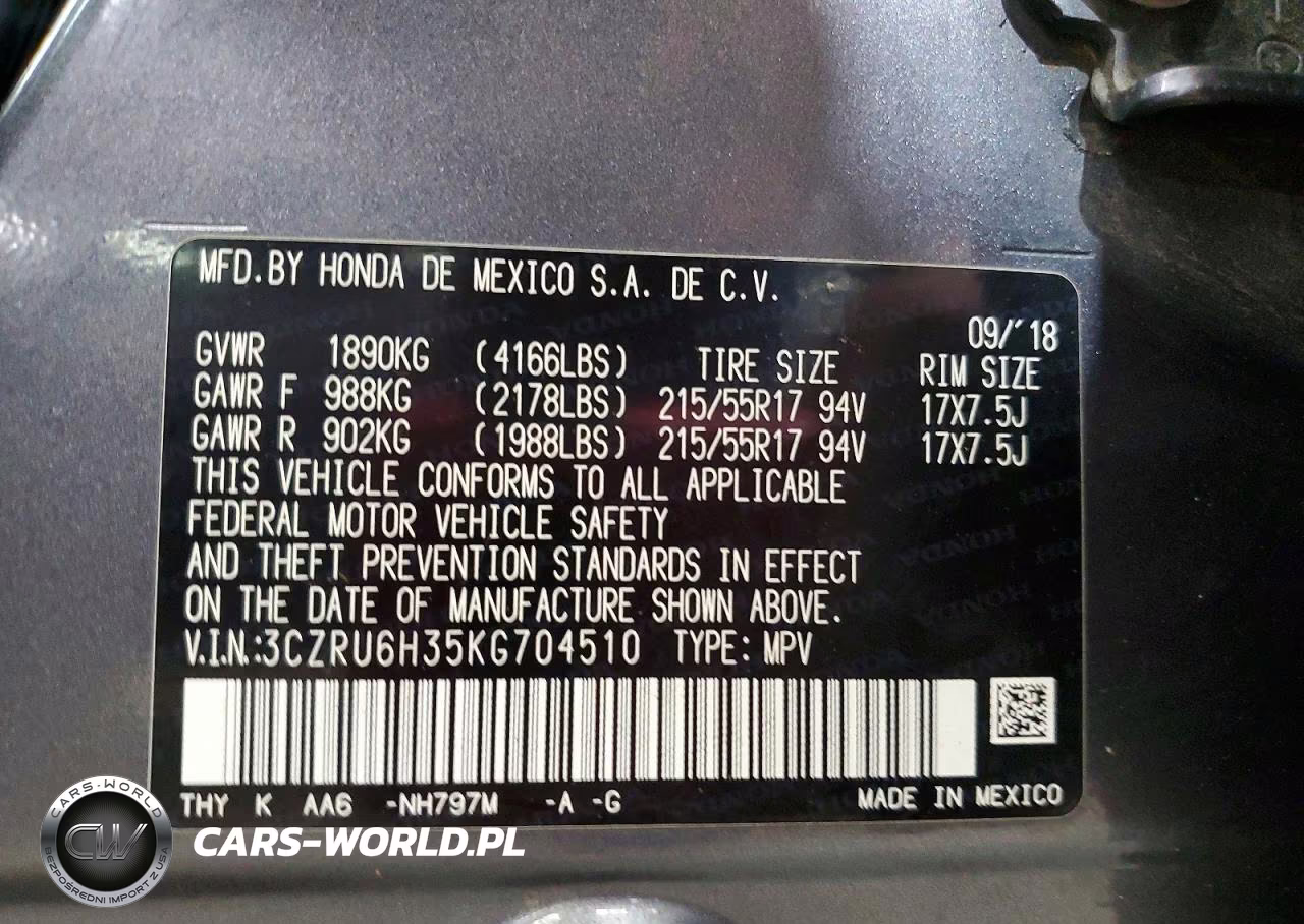2019 Honda Hr-V Lx VIN:3CZRU6H35KG704510 - 13