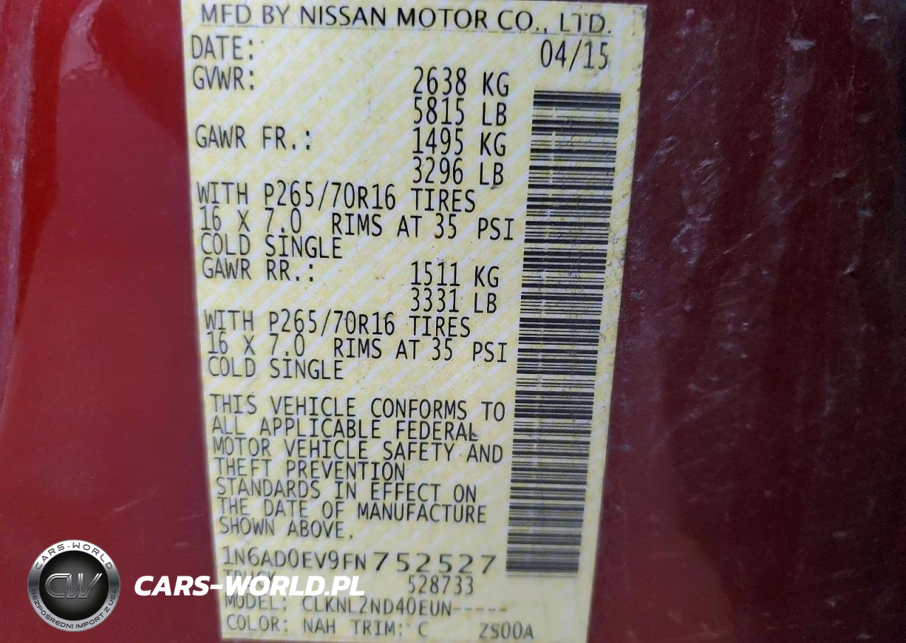 2015 Nissan Frontier Sv VIN:1N6AD0EV9FN752527 - 12