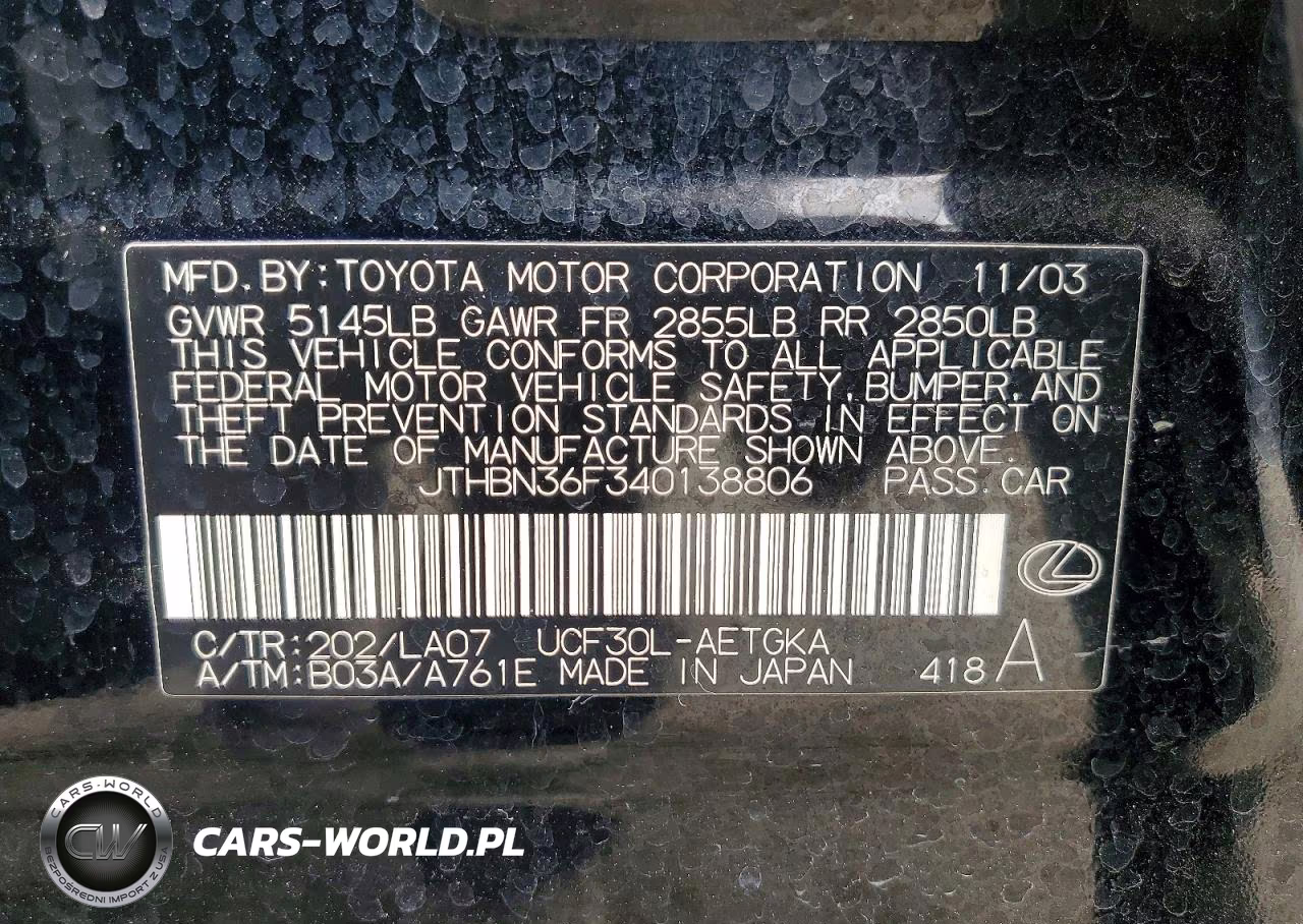 2004 Lexus Ls 430 VIN:JTHBN36F340138806 - 13
