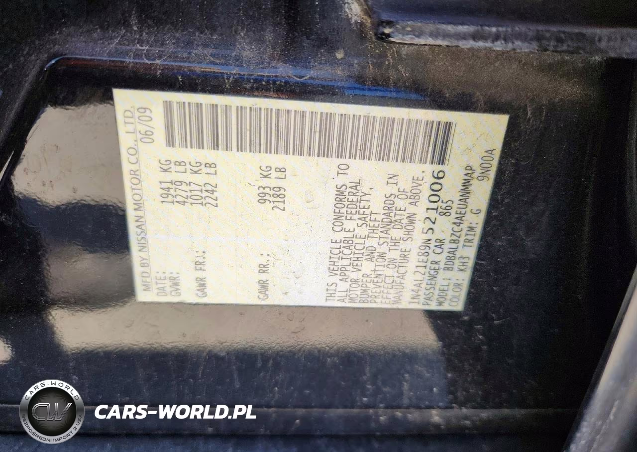 2009 Nissan Altima 2.5 VIN:1N4AL21E89N521006 - 12