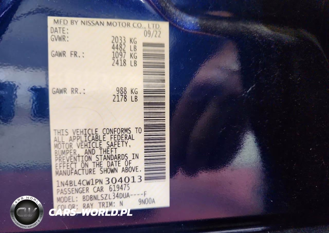 2023 Nissan Altima Sr VIN:1N4BL4CW1PN304013 - 12