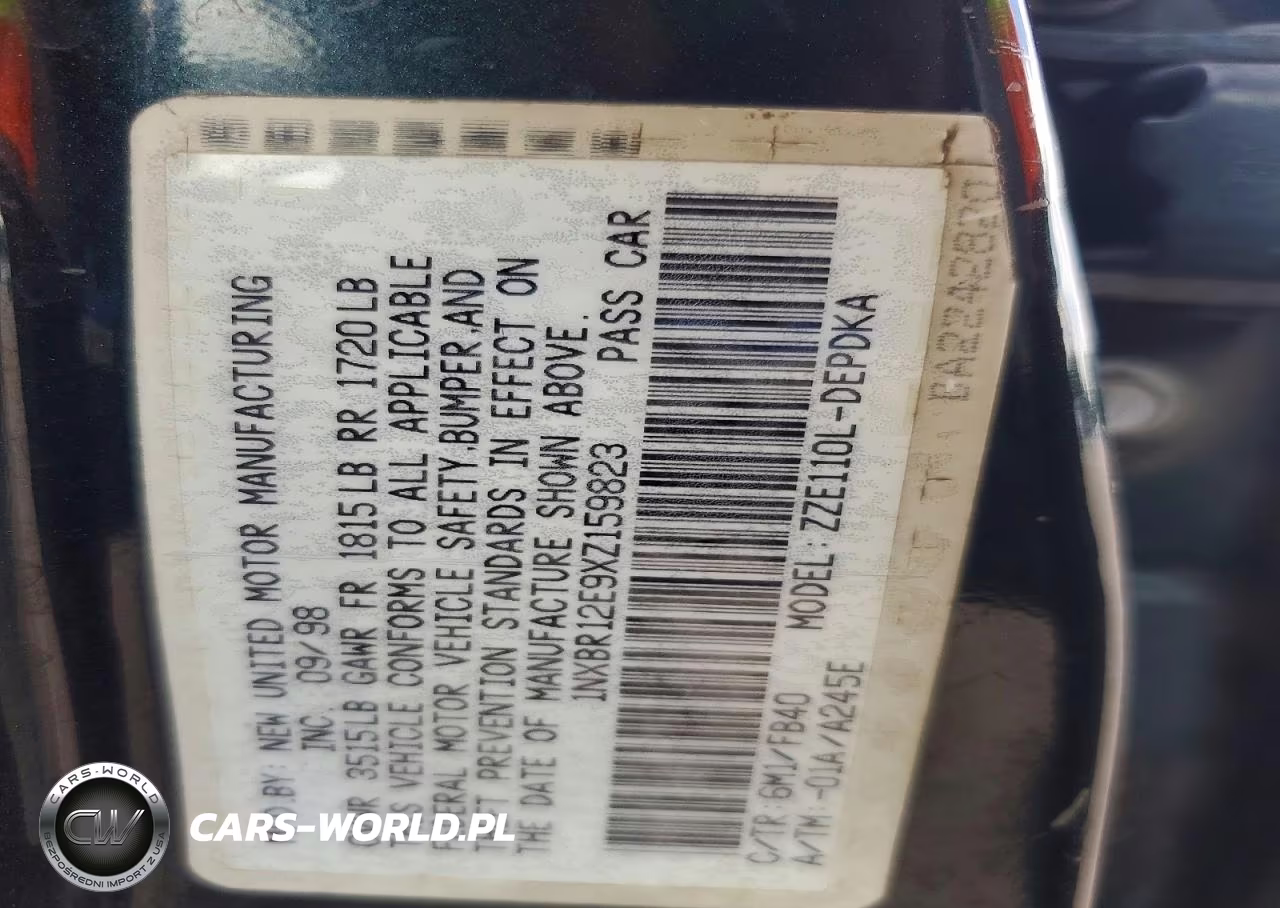 1999 Toyota Corolla Ve VIN:1NXBR12E9XZ159823 - 12