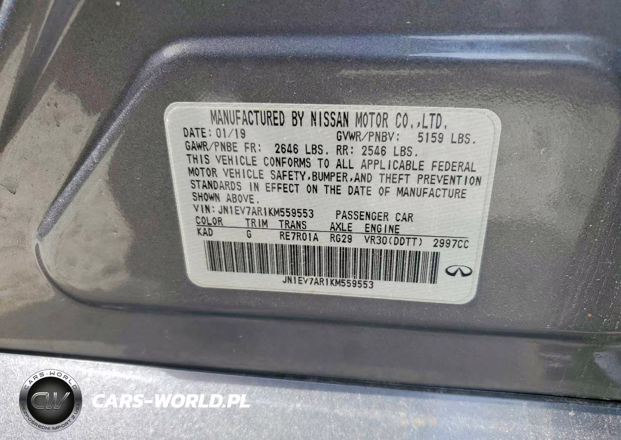 INFINITI Q50 VIN:JN1EV7AR1KM559553 - 12