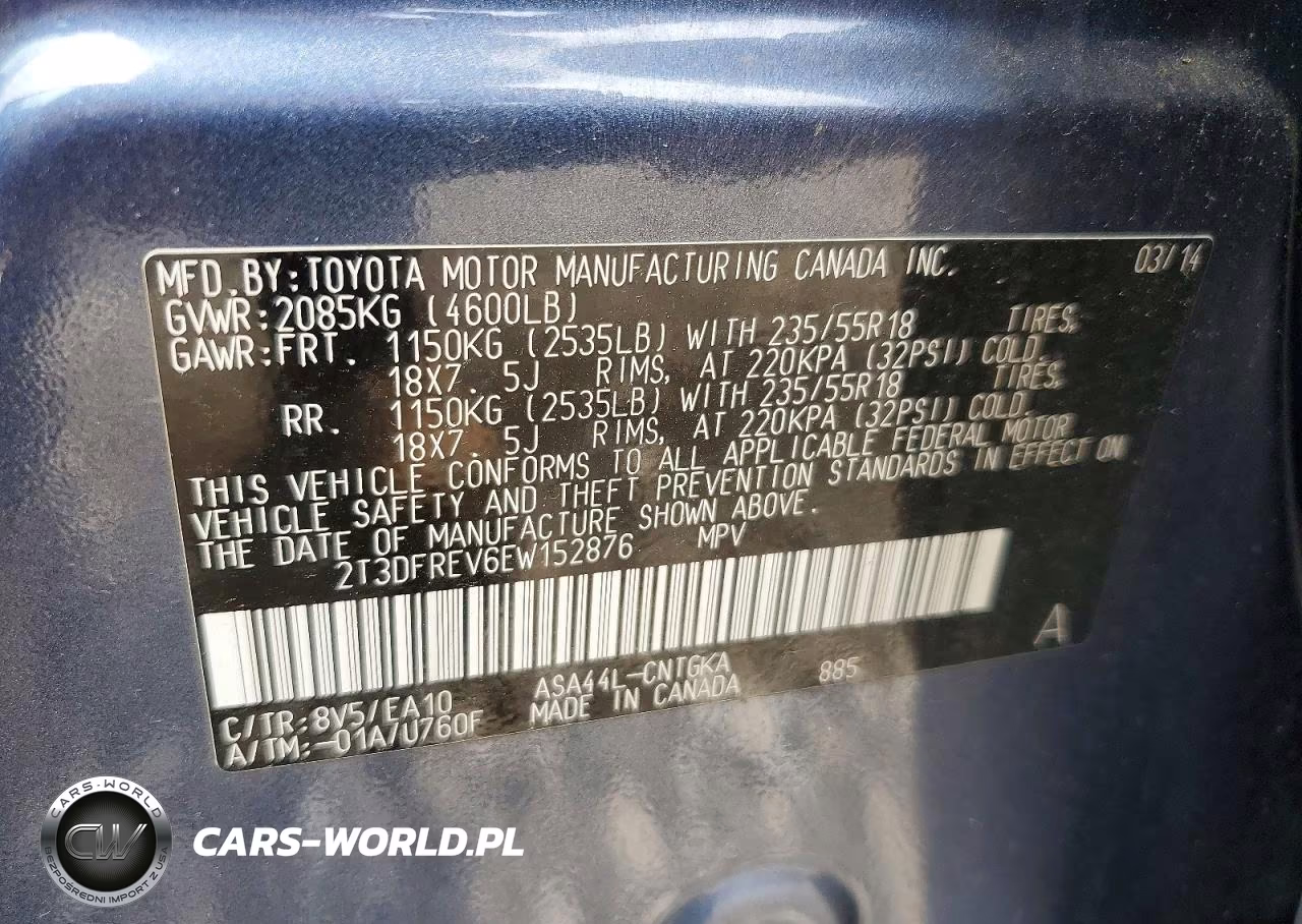 2014 Toyota Rav4 Limited VIN:2T3DFREV6EW152876 - 13