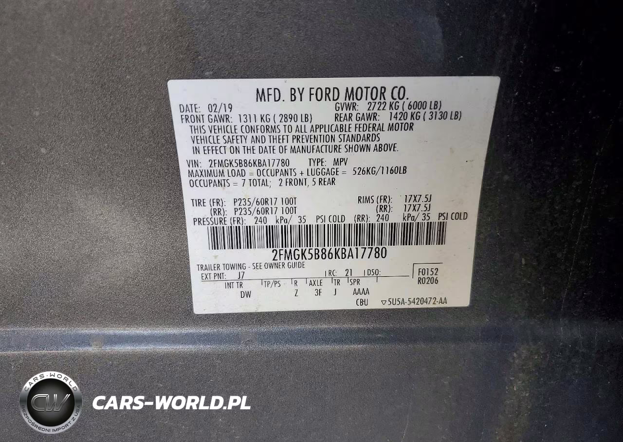 2019 Ford Flex Se VIN:2FMGK5B86KBA17780 - 13