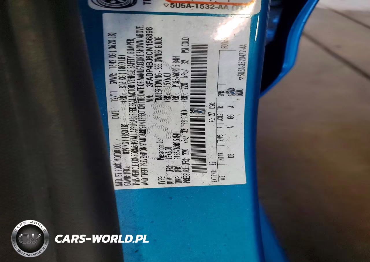 2012 Ford Fiesta Se VIN:3FADP4BJ6CM156898 - 12