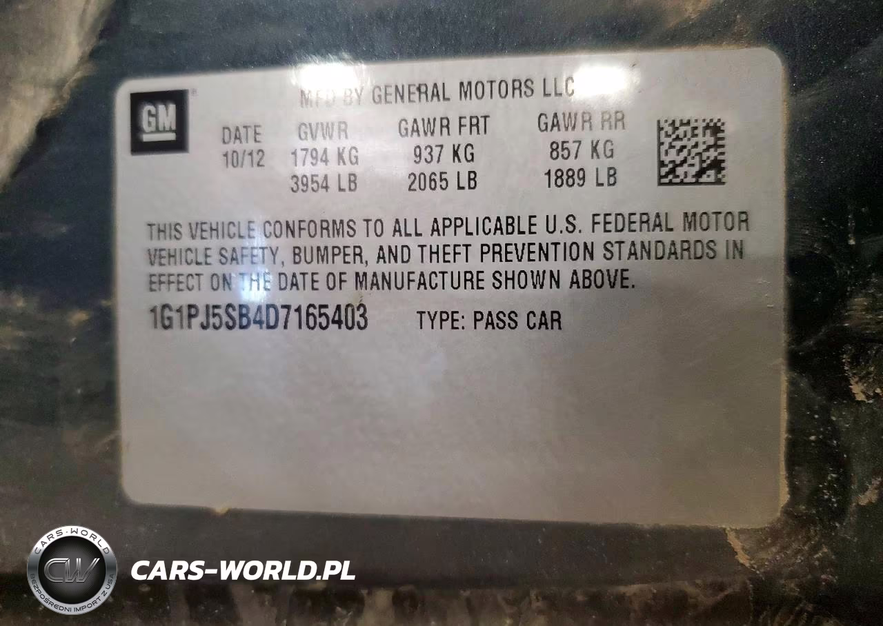 2013 Chevrolet Cruze Eco VIN:1G1PJ5SB4D7165403 - 12
