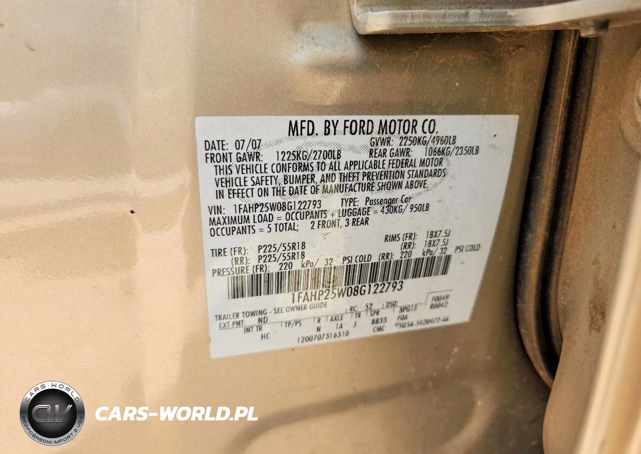 2008 Ford Taurus Limited VIN:1FAHP25W08G122793 - 12