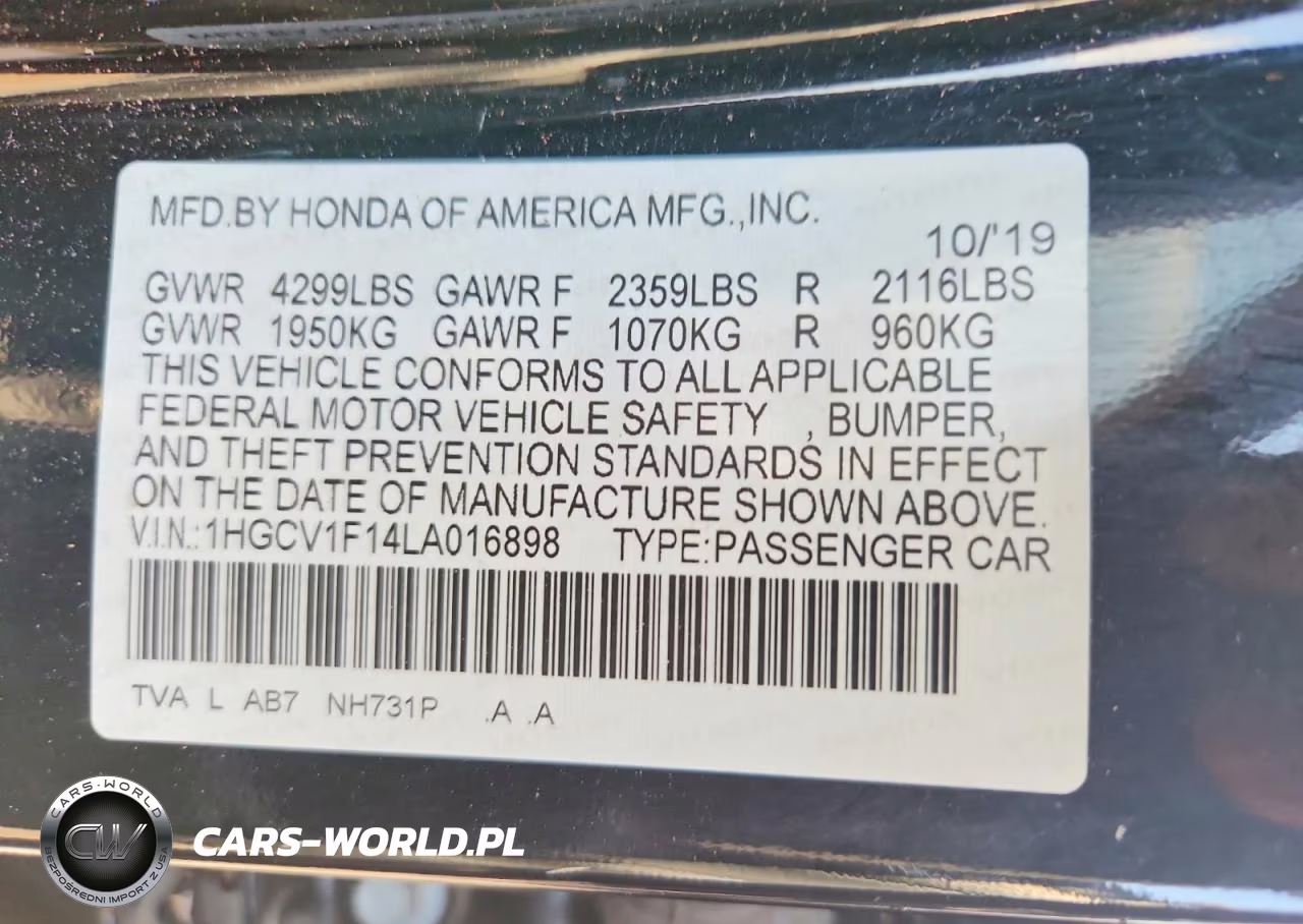 2020 Honda Accord Lx VIN:1HGCV1F14LA016898 - 13