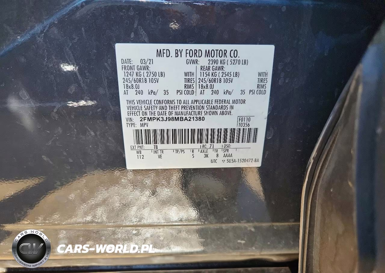 2021 Ford Edge Sel VIN:2FMPK3J98MBA21380 - 12