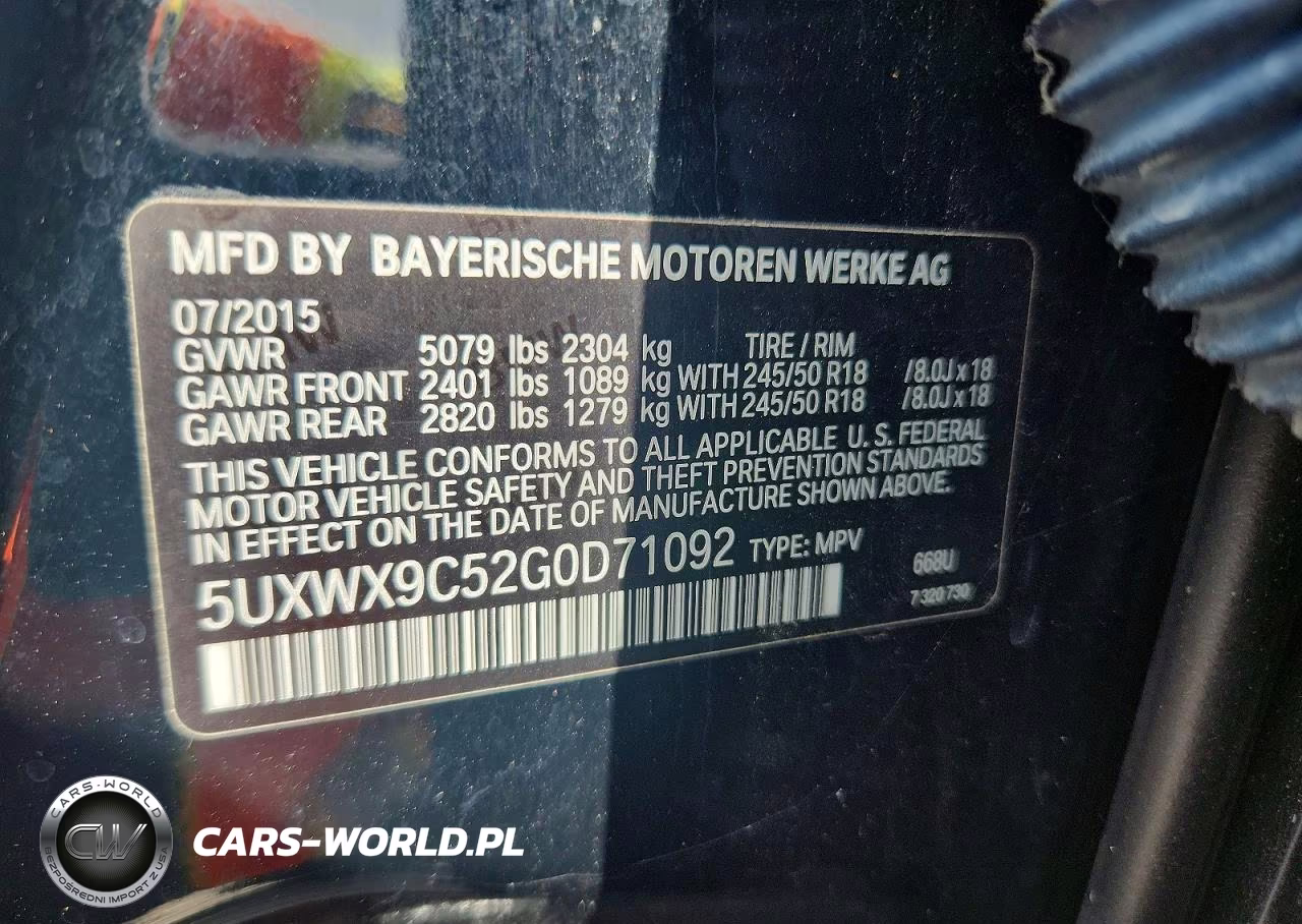 2016 BMW X3 xDrive28I VIN:5UXWX9C52G0D71092 - 13