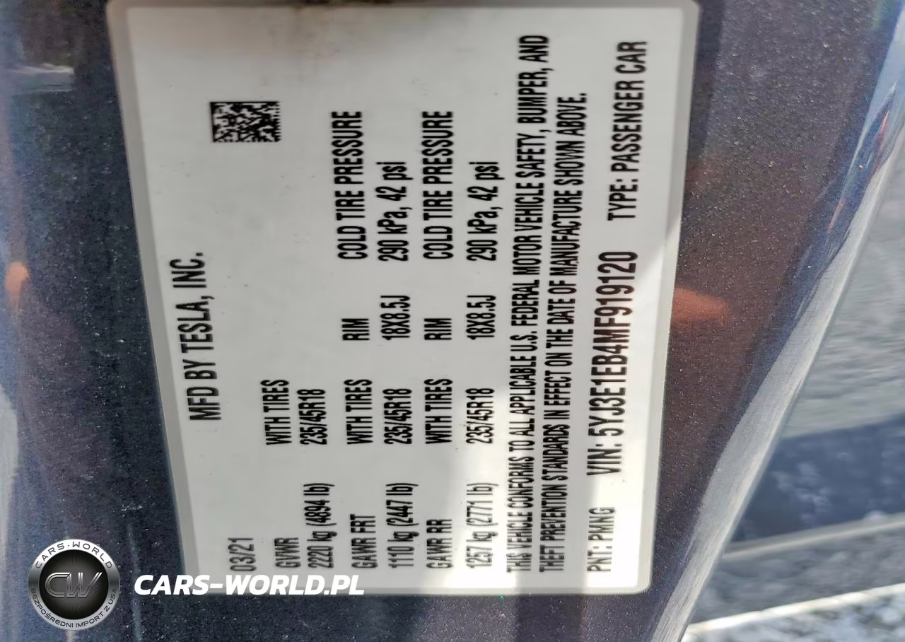 2021 Tesla Model 3 VIN:5YJ3E1EB4MF919120 - 12