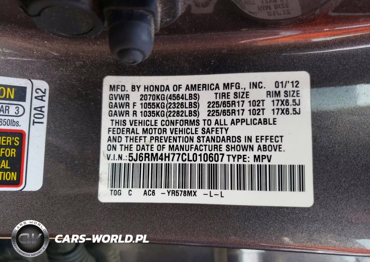 2012 Honda Cr-V Exl VIN:5J6RM4H77CL010607 - 14