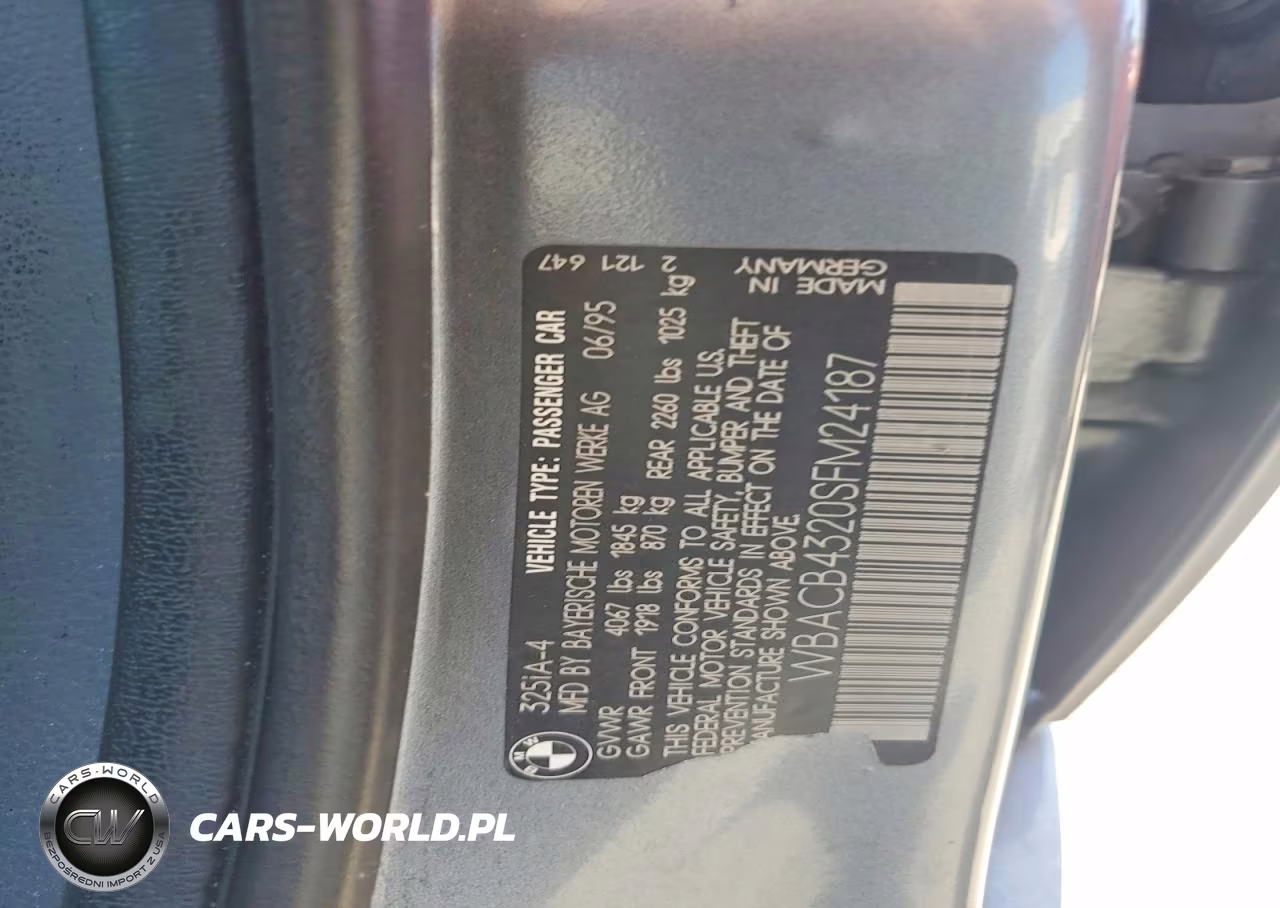 1995 BMW 325 I Automatic VIN:WBACB4320SFM24187 - 12