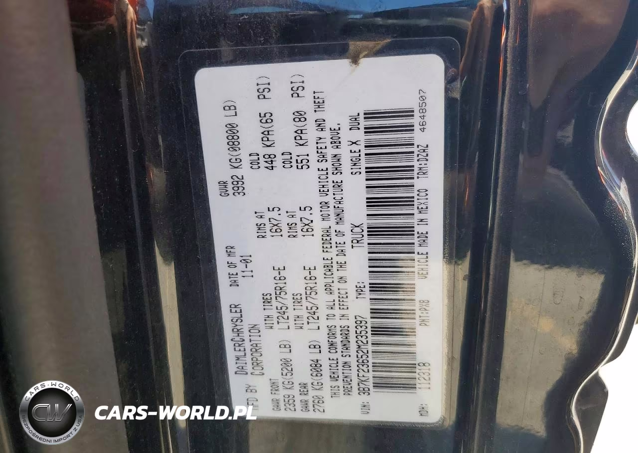 2002 Dodge Ram 2500 VIN:3B7KF23652M235397 - 12