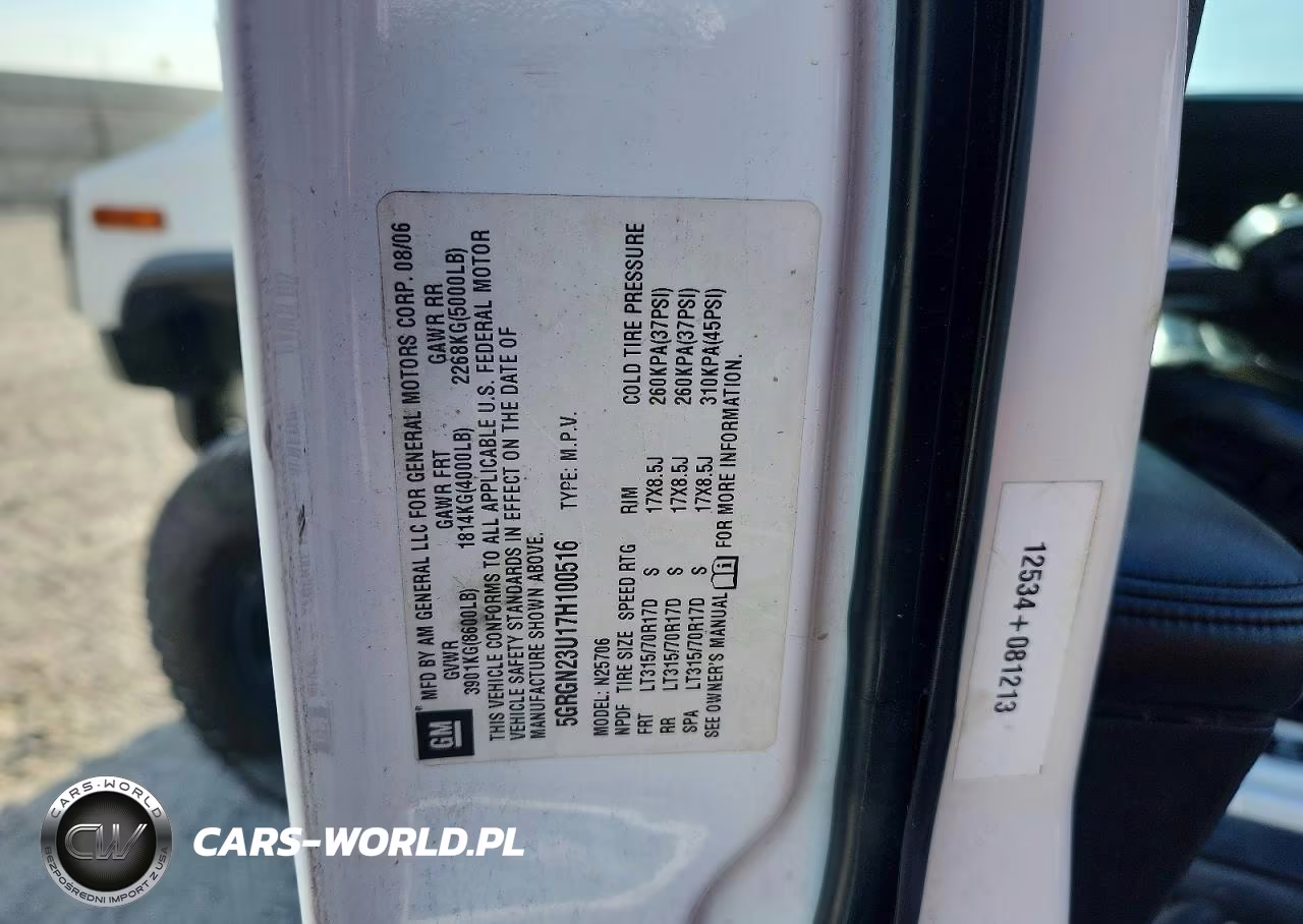 2007 Hummer H2 VIN:5GRGN23U17H100516 - 13