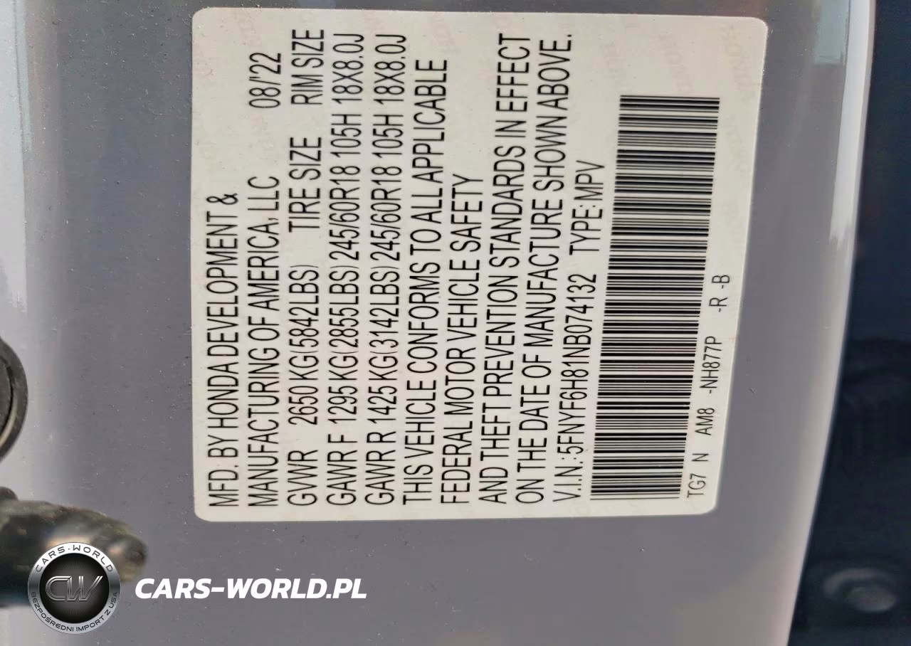 2022 Honda Pilot Trailsport VIN:5FNYF6H81NB074132 - 13