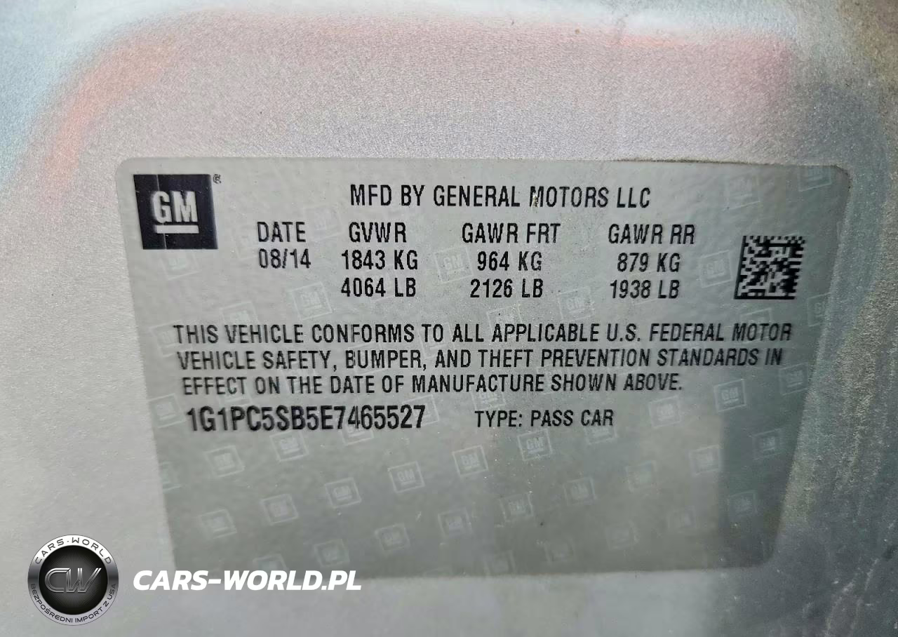 2014 Chevrolet Cruze Lt VIN:1G1PC5SB5E7465527 - 12