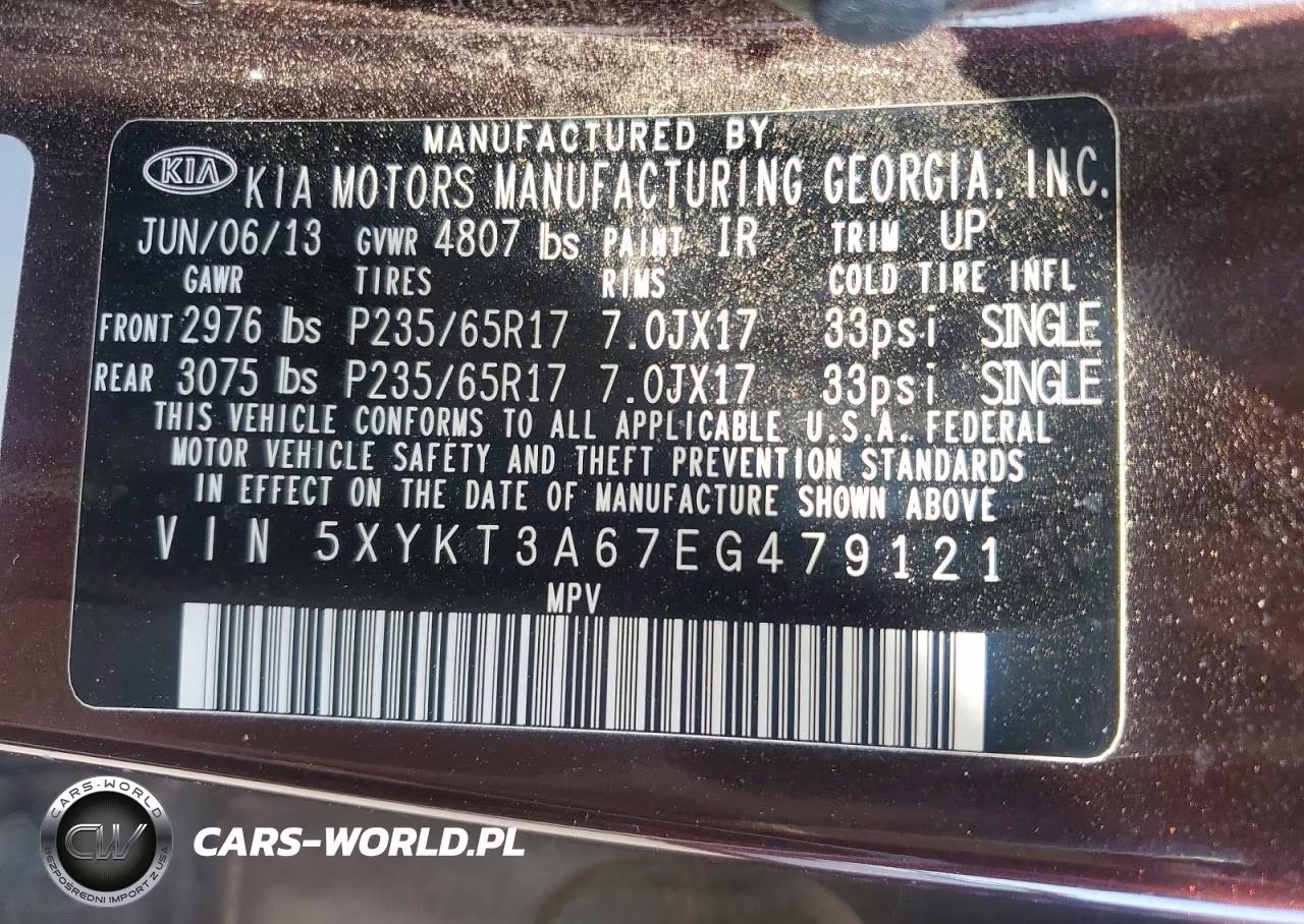 2014 Kia Sorento Lx VIN:5XYKT3A67EG479121 - 13