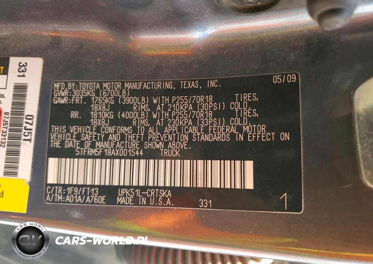 2010 Toyota Tundra Double Cab Sr5 VIN:5TFRM5F18AX001544 - 12