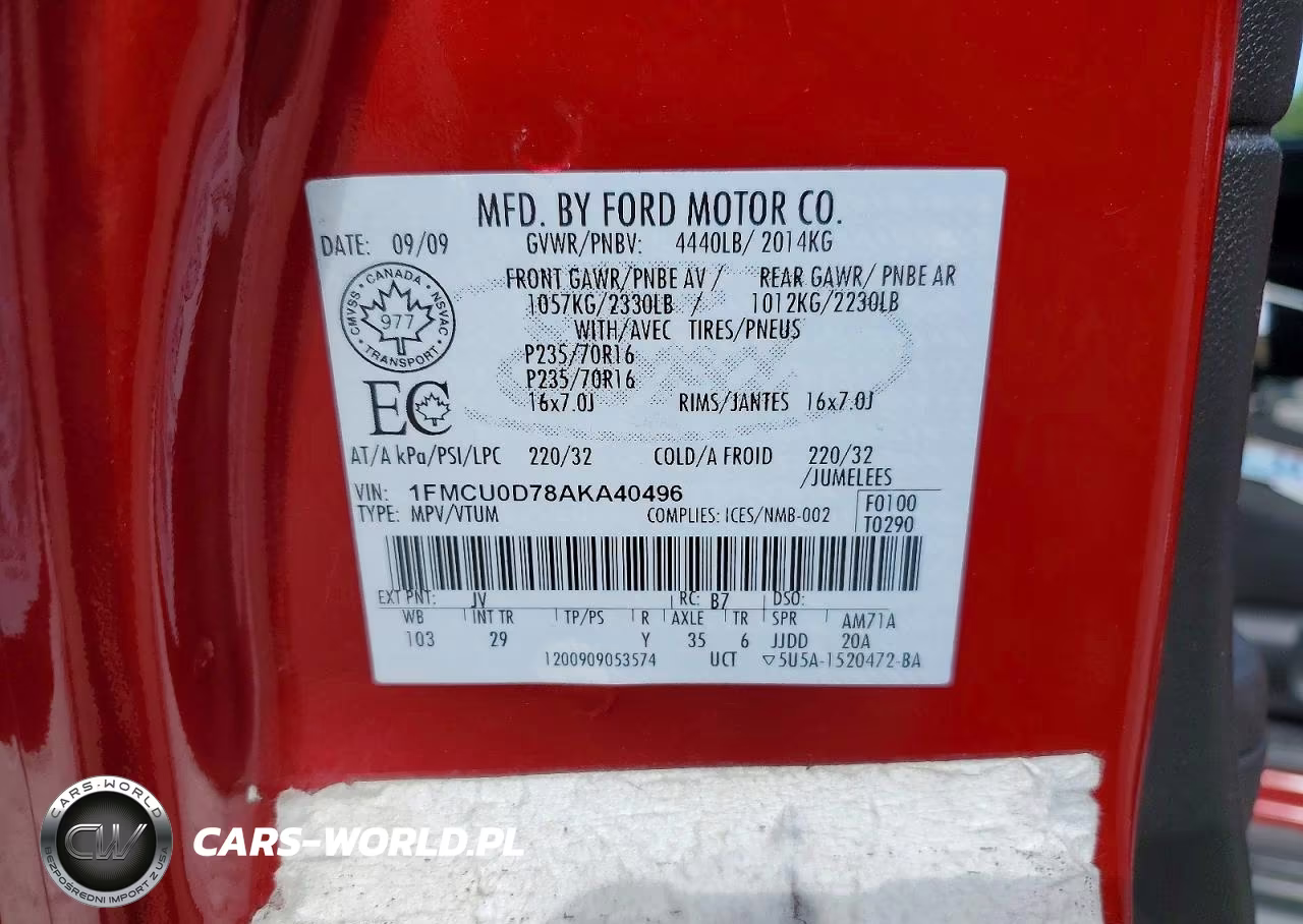 2010 Ford Escape Xlt VIN:1FMCU0D78AKA40496 - 13