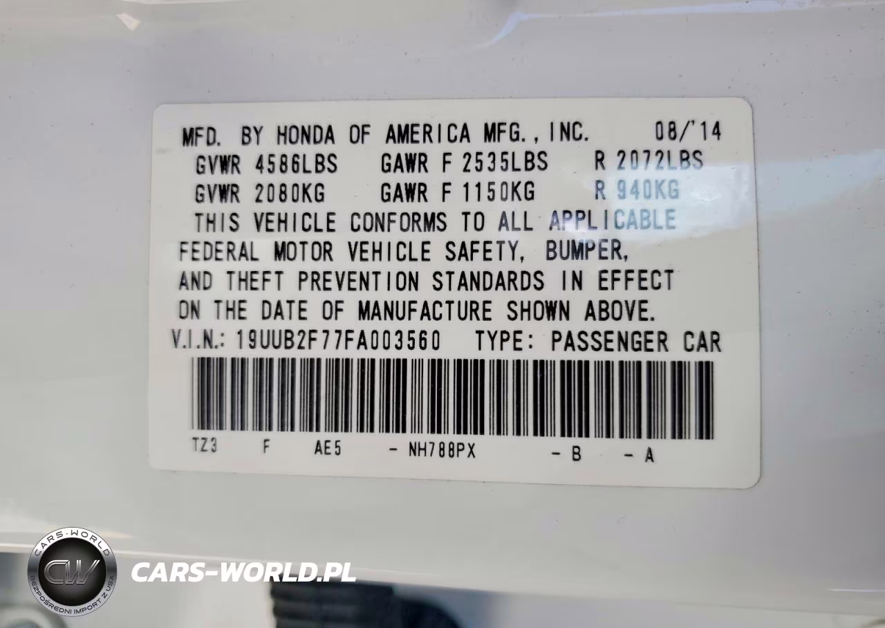 ACURA TLX ADVANC VIN:19UUB2F77FA003560 - 12