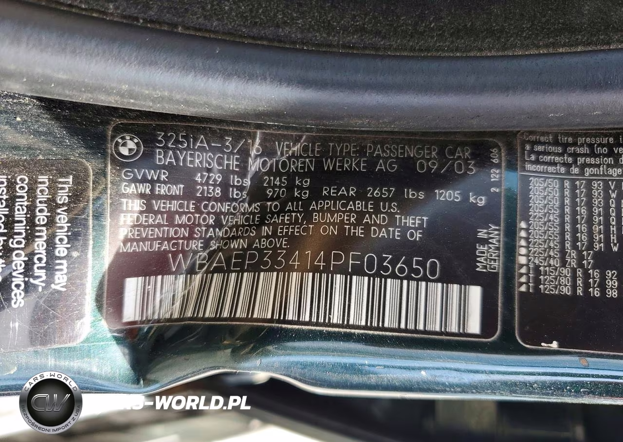 2004 BMW 325 Xi VIN:WBAEP33414PF03650 - 12