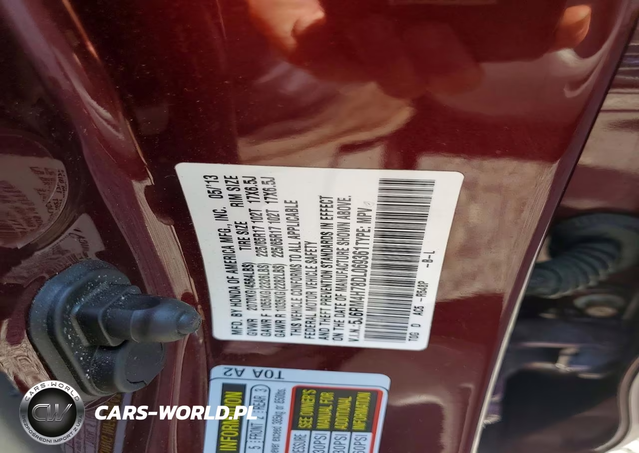 2013 Honda Cr-V Exl VIN:5J6RM4H78DL069361 - 13