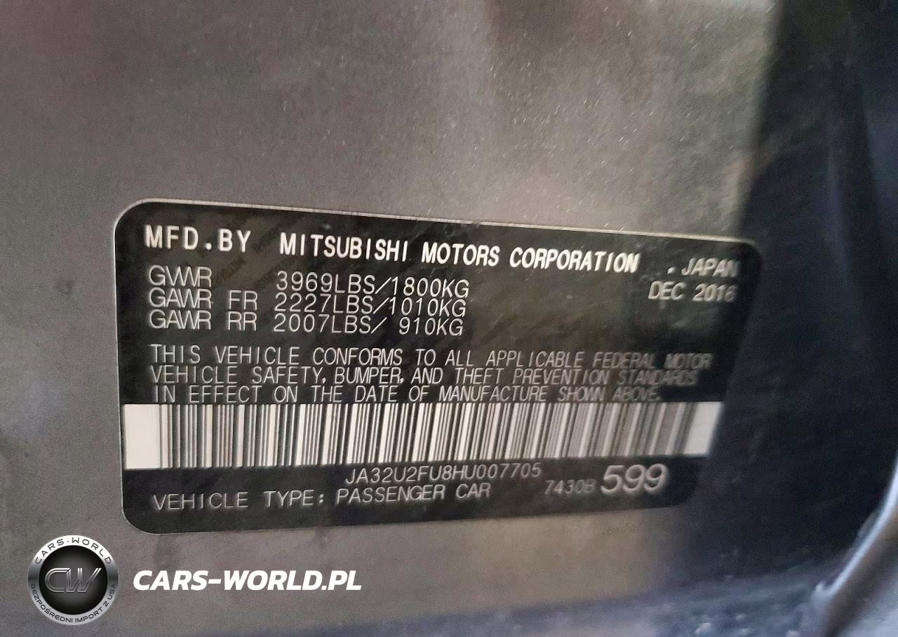 2017 Mitsubishi Lancer Es VIN:JA32U2FU8HU007705 - 12