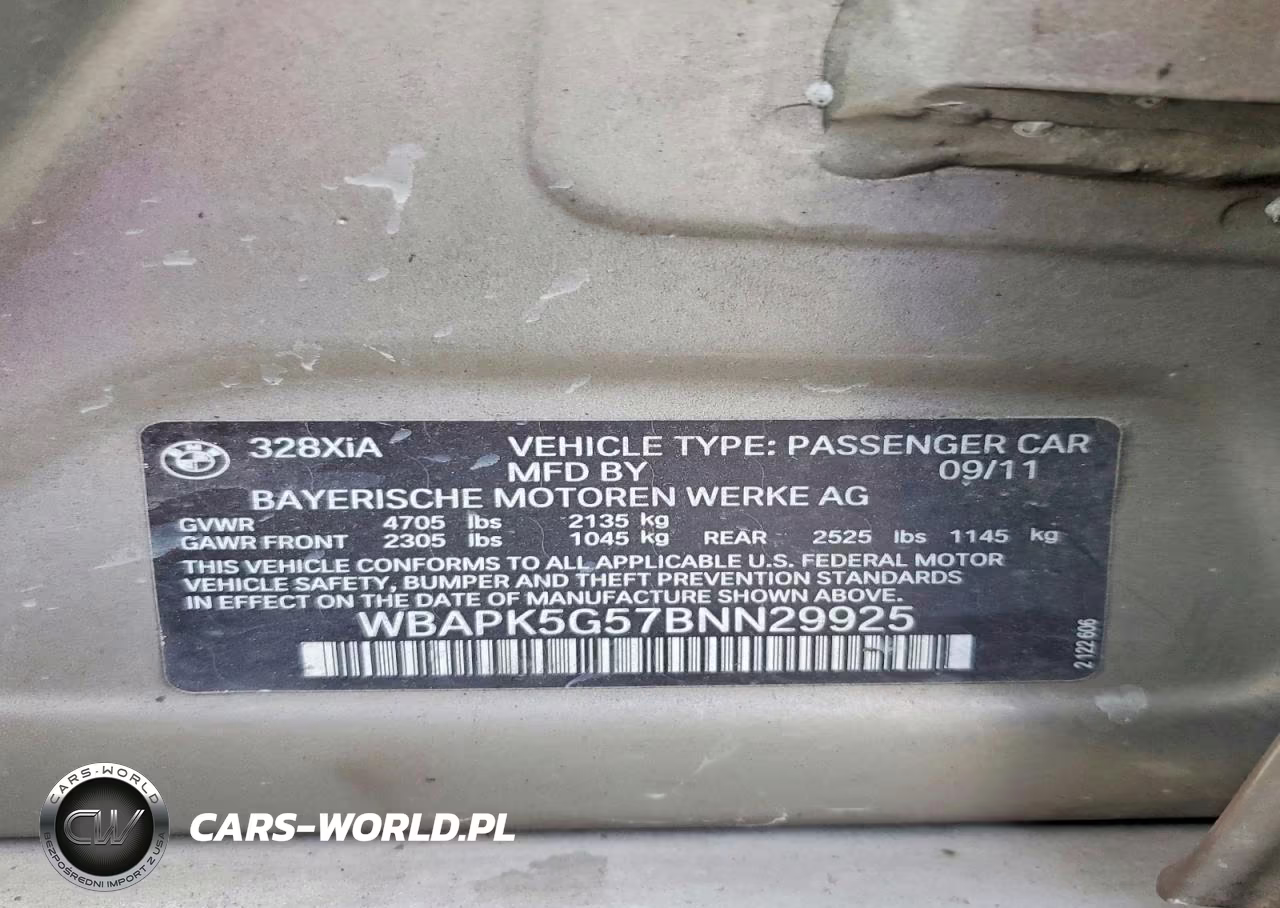 2011 BMW 328 Xi Sulev VIN:WBAPK5G57BNN29925 - 12