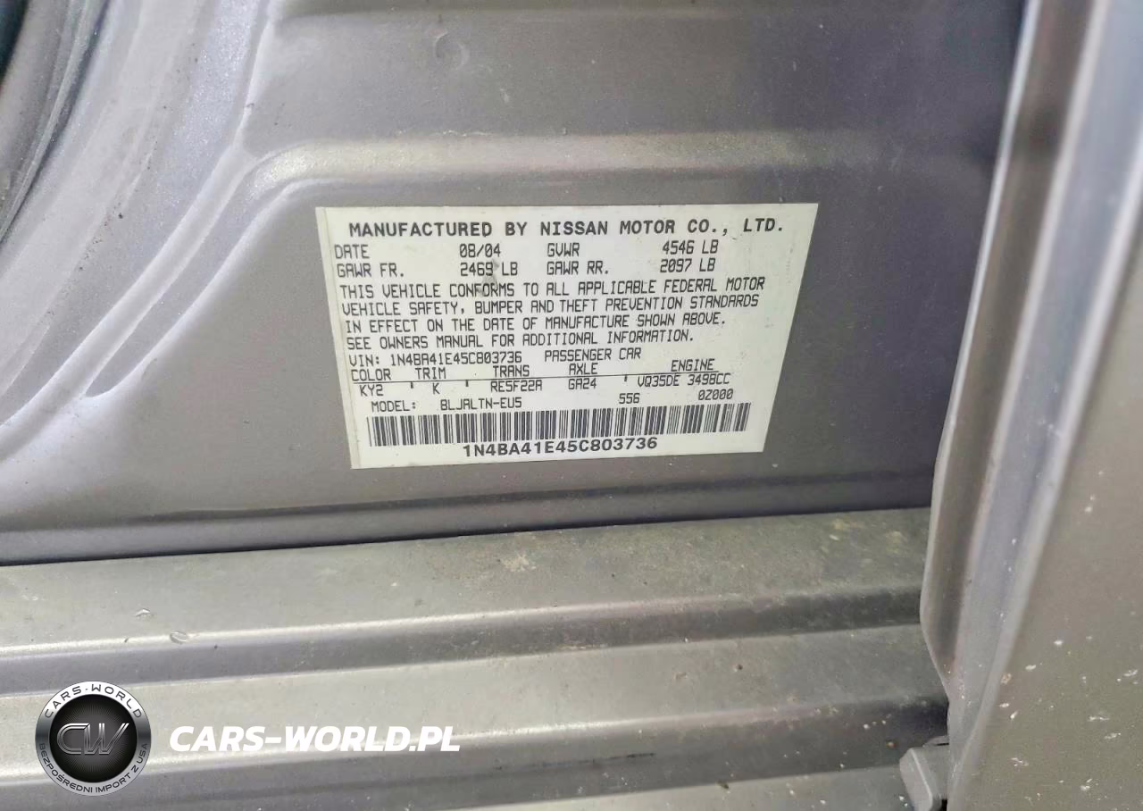 2005 Nissan Maxima 3.5 Se VIN:1N4BA41E45C803736 - 13