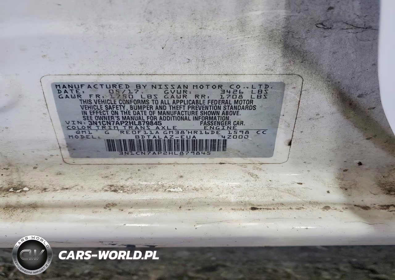 2017 Nissan Versa 1.6 S Plus VIN:3N1CN7AP2HL879845 - 13