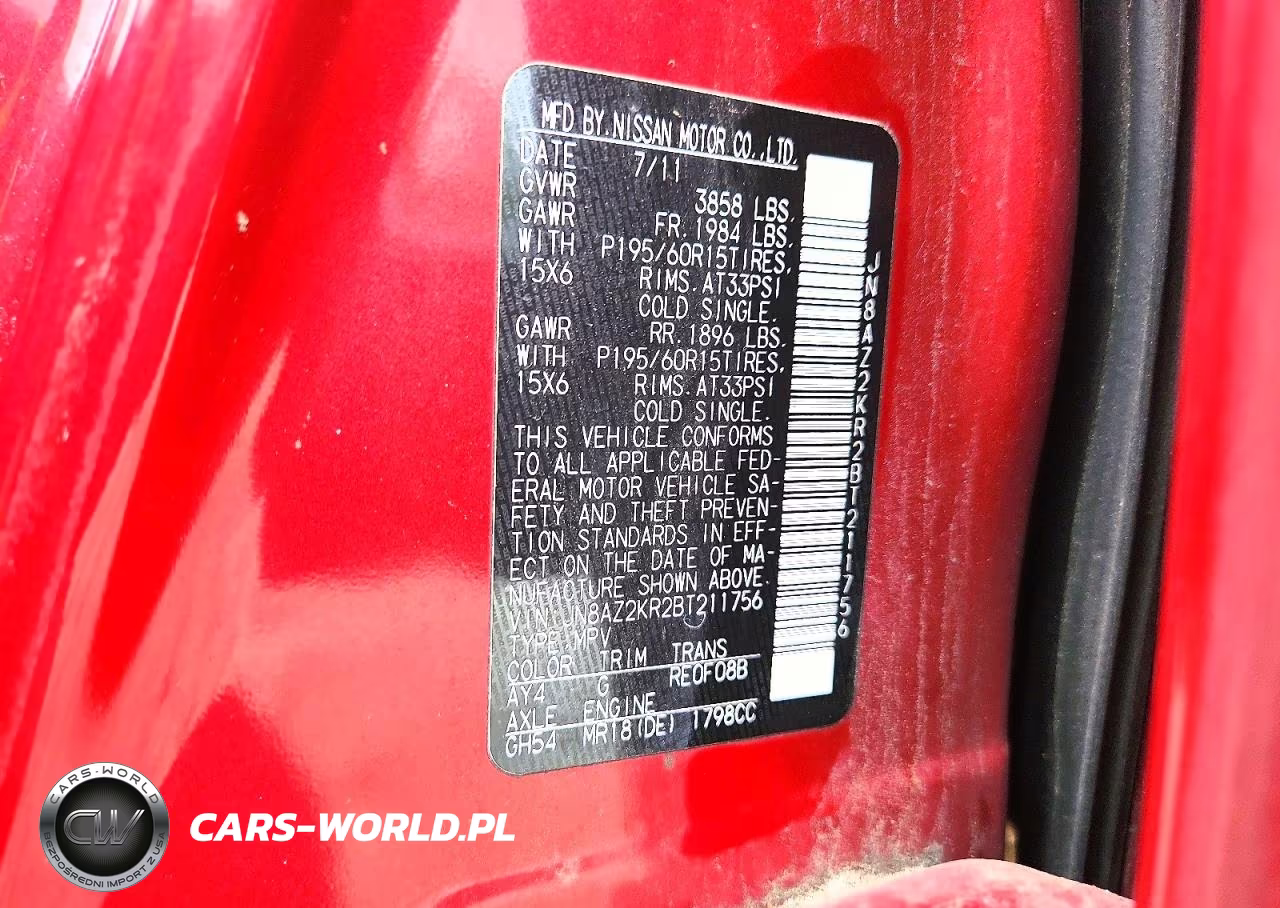 2011 Nissan Cube 1.8 VIN:JN8AZ2KR2BT211756 - 12