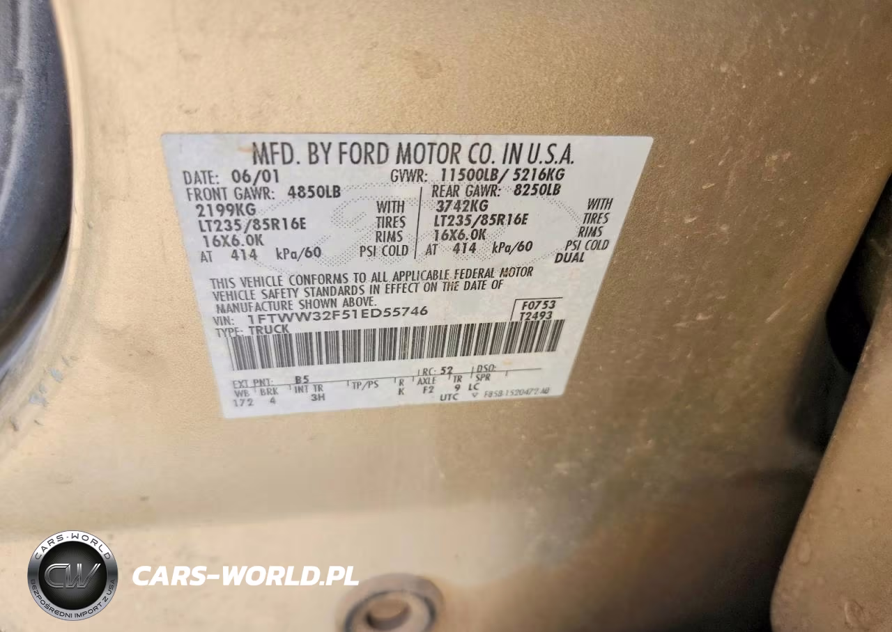 2001 Ford F350 Super Duty VIN:1FTWW32F51ED55746 - 12