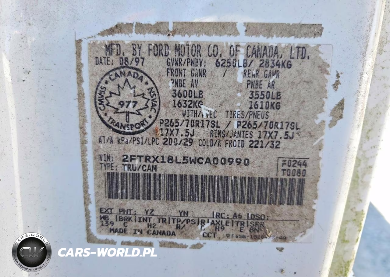 1998 Ford F150 VIN:2FTRX18L5WCA00990 - 12