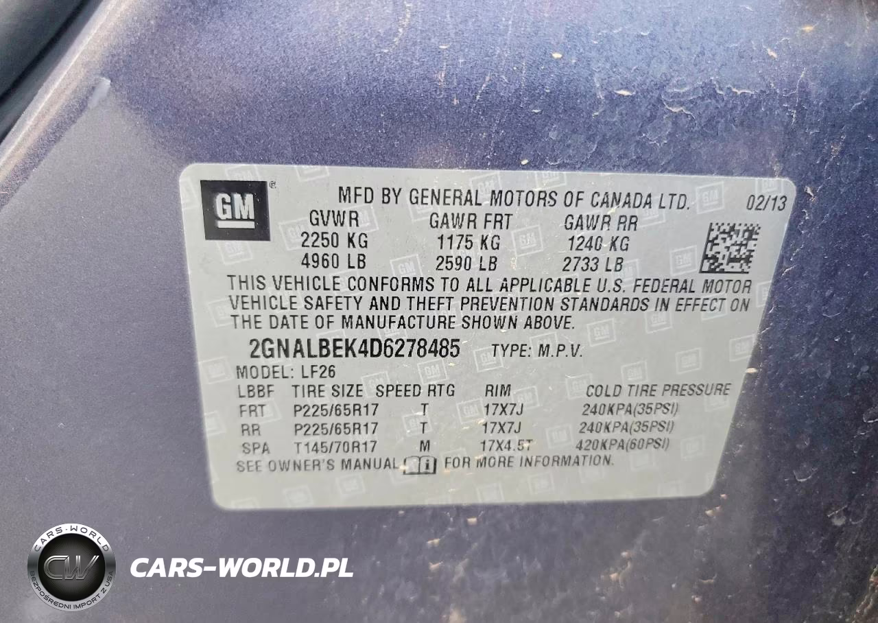 2013 Chevrolet Equinox Ls VIN:2GNALBEK4D6278485 - 13