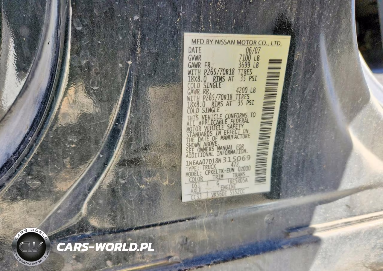2008 Nissan Titan Xe-Se-Le VIN:1N6AA07D18N315069 - 12
